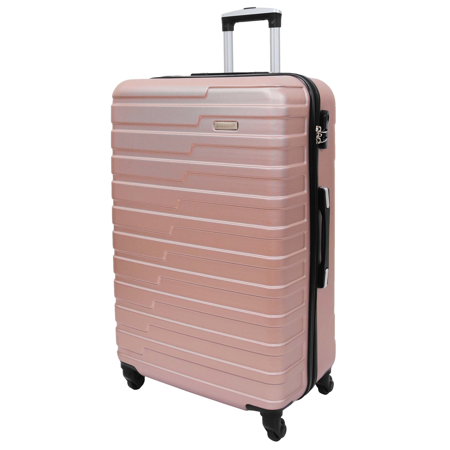 Hard Shell Four Wheel Expandable Luggage Digit Lock Sega Rose Gold Large 1