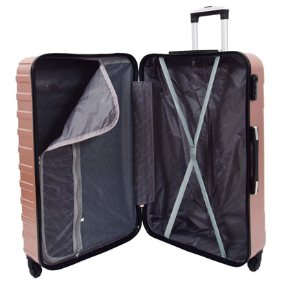 Hard Shell Four Wheel Expandable Luggage Digit Lock Sega Rose Gold Large 4