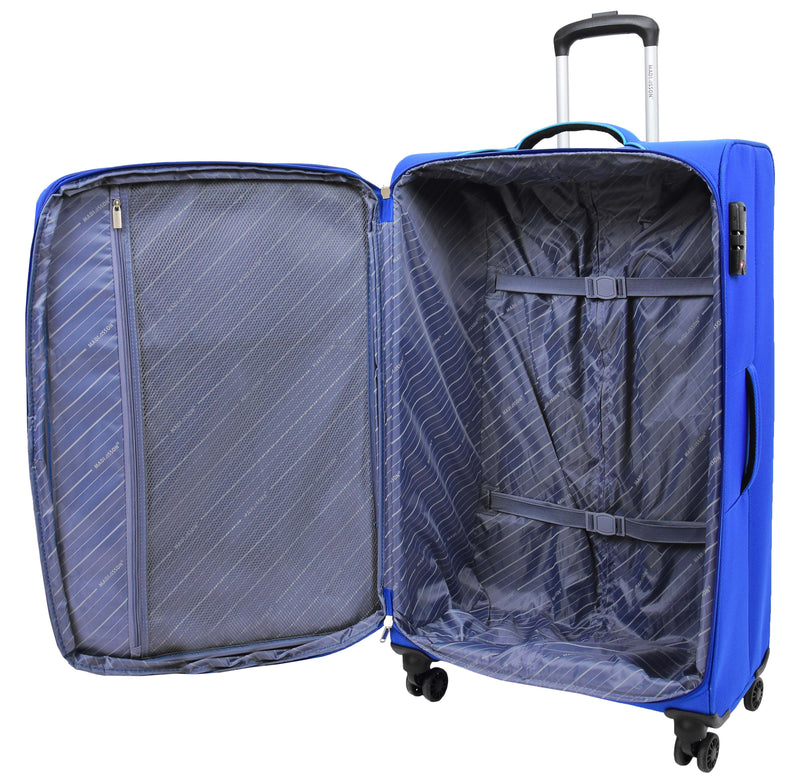 Four Wheel Lightweight Soft Suitcase Luggage TSA Lock HL22 Blue large-3
