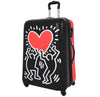 Four Wheels Big Heart Shape Printed Suitcase H820 Black 1