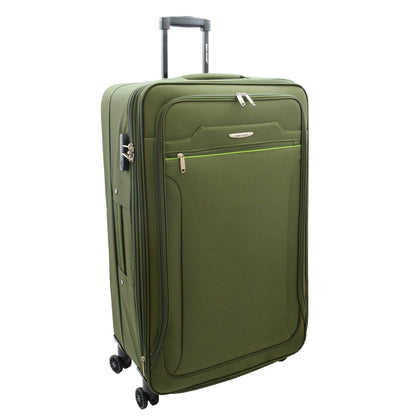 Four Wheel Suitcases Lightweight Soft Expandable Luggage Cosmic Green