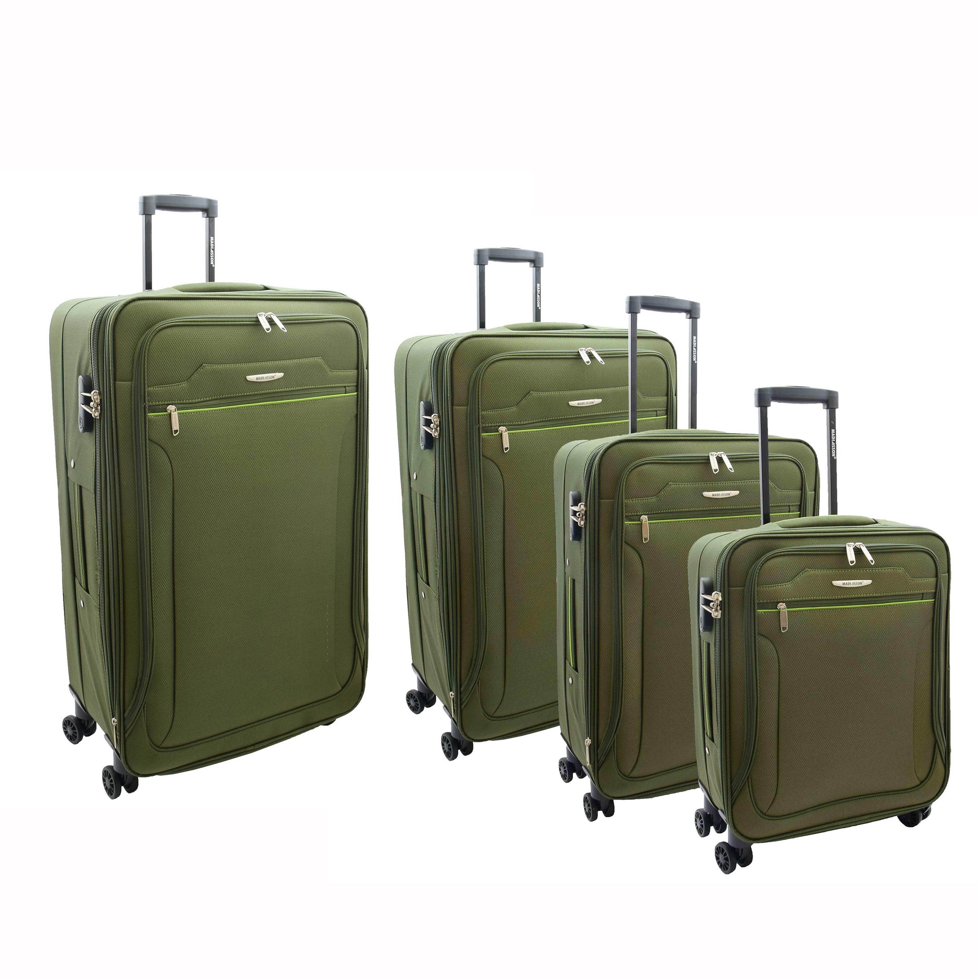 Four Wheel Suitcases Lightweight Soft Expandable Luggage Cosmic Green