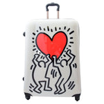 Four Wheels Big Heart Shape Printed Suitcase H820 White 2