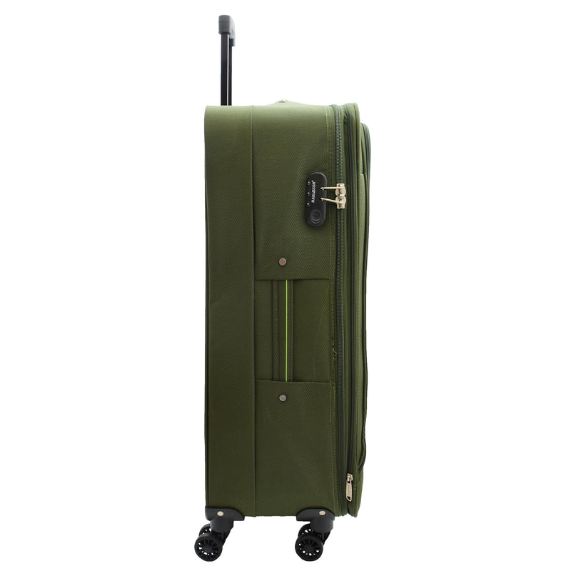 Four Wheel Suitcases Lightweight Soft Expandable Luggage Cosmic Green