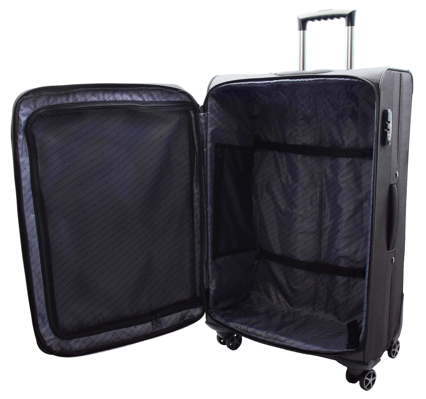 Four Wheel Suitcase Luggage Soft Casing TSA Lock Neptune Black 5