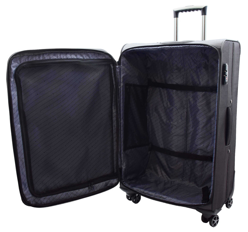 Four Wheel Suitcase Luggage Soft Casing TSA Lock Neptune Black 5