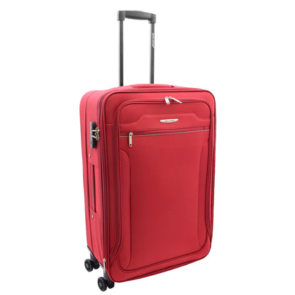 Four Wheel Suitcases Lightweight Soft Expandable Luggage Cosmic Red