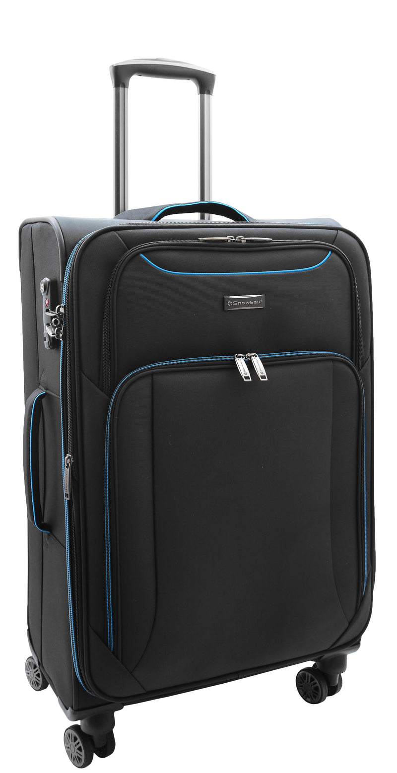 Lightweight Four Wheel Suitcase BLACK Soft Luggage TSA Lock Voyage