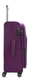 Lightweight Four Wheel Suitcase PURPLE Soft Luggage TSA Lock Voyage