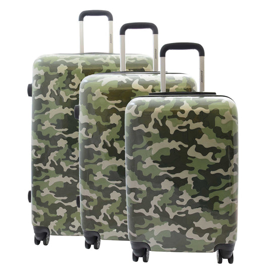 Four Wheels Spinner Suitcase Hard Shell Luggage Camouflage Print