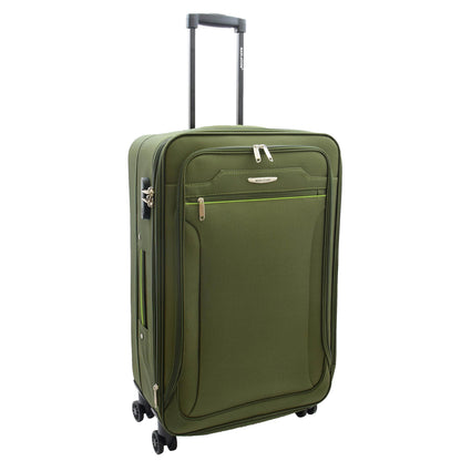 Four Wheel Suitcases Lightweight Soft Expandable Luggage Cosmic Green