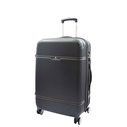 Hard Shell Retro Expandable Four Wheel Luggage Deluxe Black