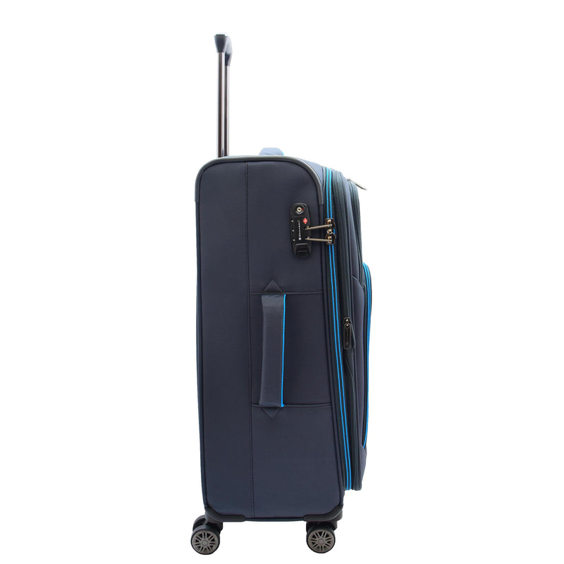 Lightweight Four Wheel Suitcase Grey Soft Luggage TSA Lock Voyage