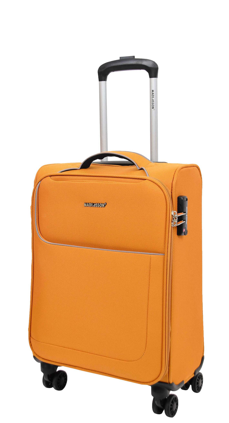 Cabin Size 4 Wheel  Hand Luggage Lightweight Soft Suitcase HL22 Yellow