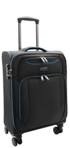Lightweight Hand Luggage Black 4 Wheel Cabin Size Soft Suitcase Voyage