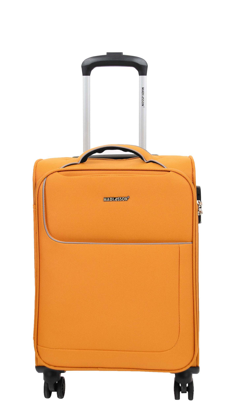 Cabin Size 4 Wheel  Hand Luggage Lightweight Soft Suitcase HL22 Yellow