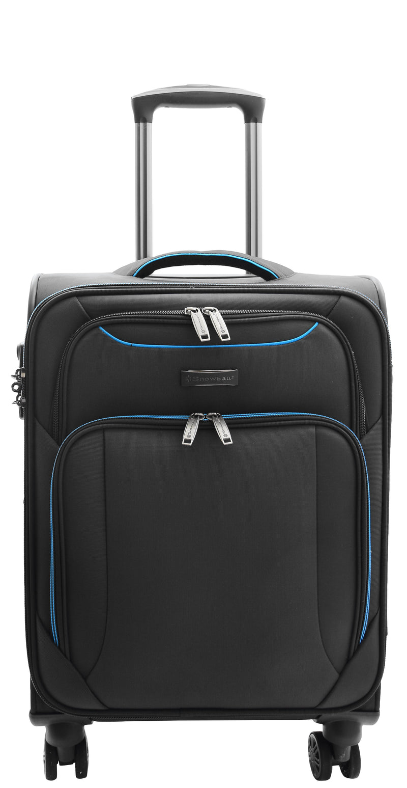 Lightweight Hand Luggage Black 4 Wheel Cabin Size Soft Suitcase Voyage