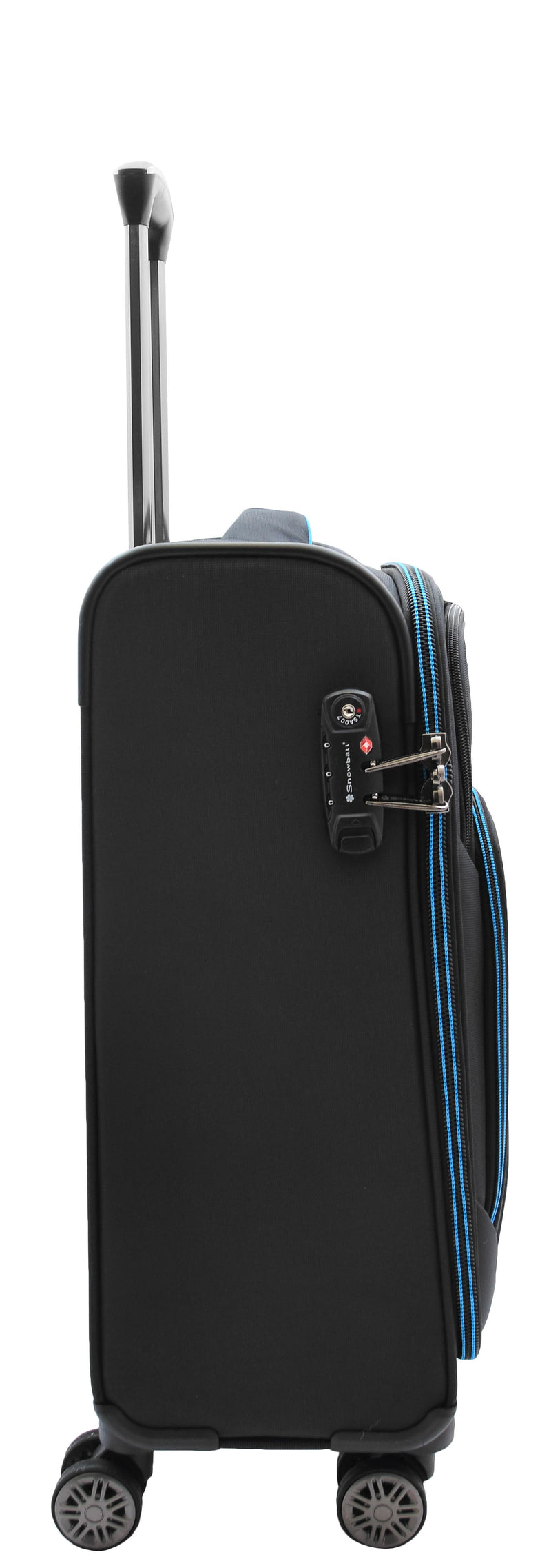 Lightweight Four Wheel Suitcase BLACK Soft Luggage TSA Lock Voyage