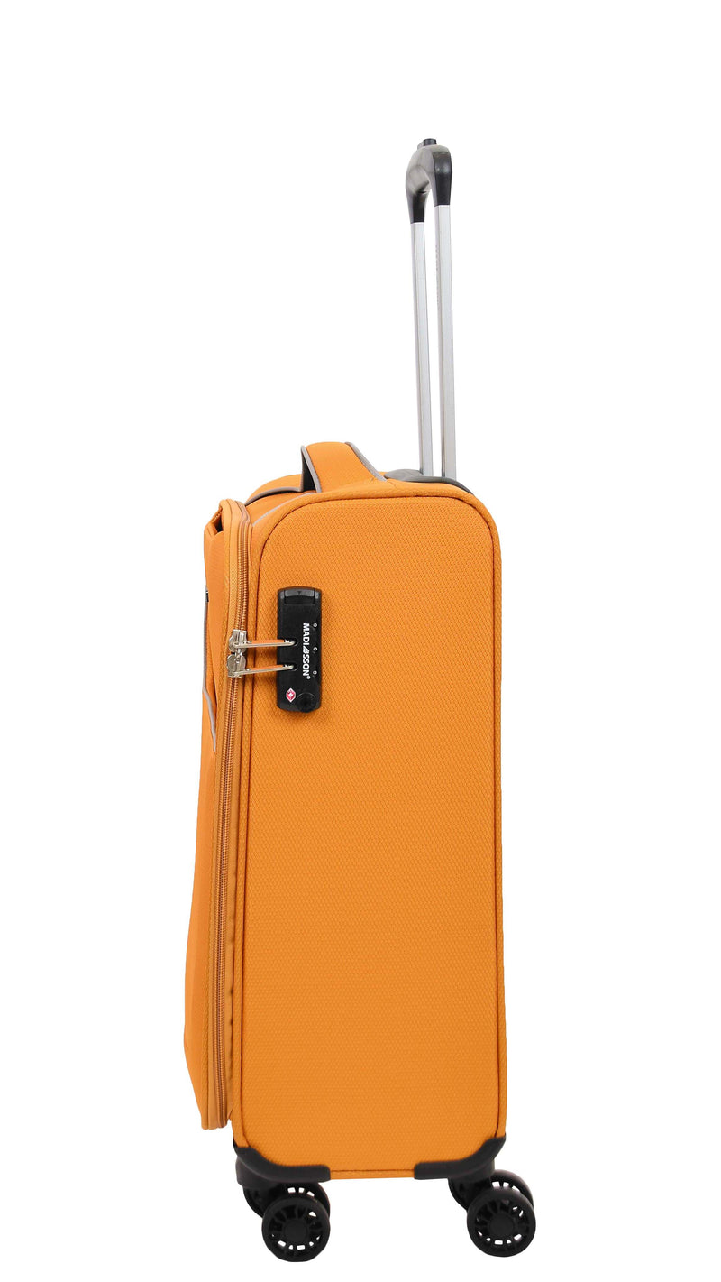 Four Wheel Lightweight Soft Suitcase Luggage TSA Lock HL22 Yellow cabin-2
