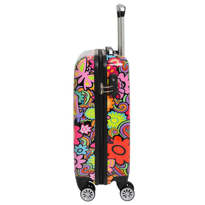 Four Wheel Suitcase Hard Shell Luggage Flower Print 3