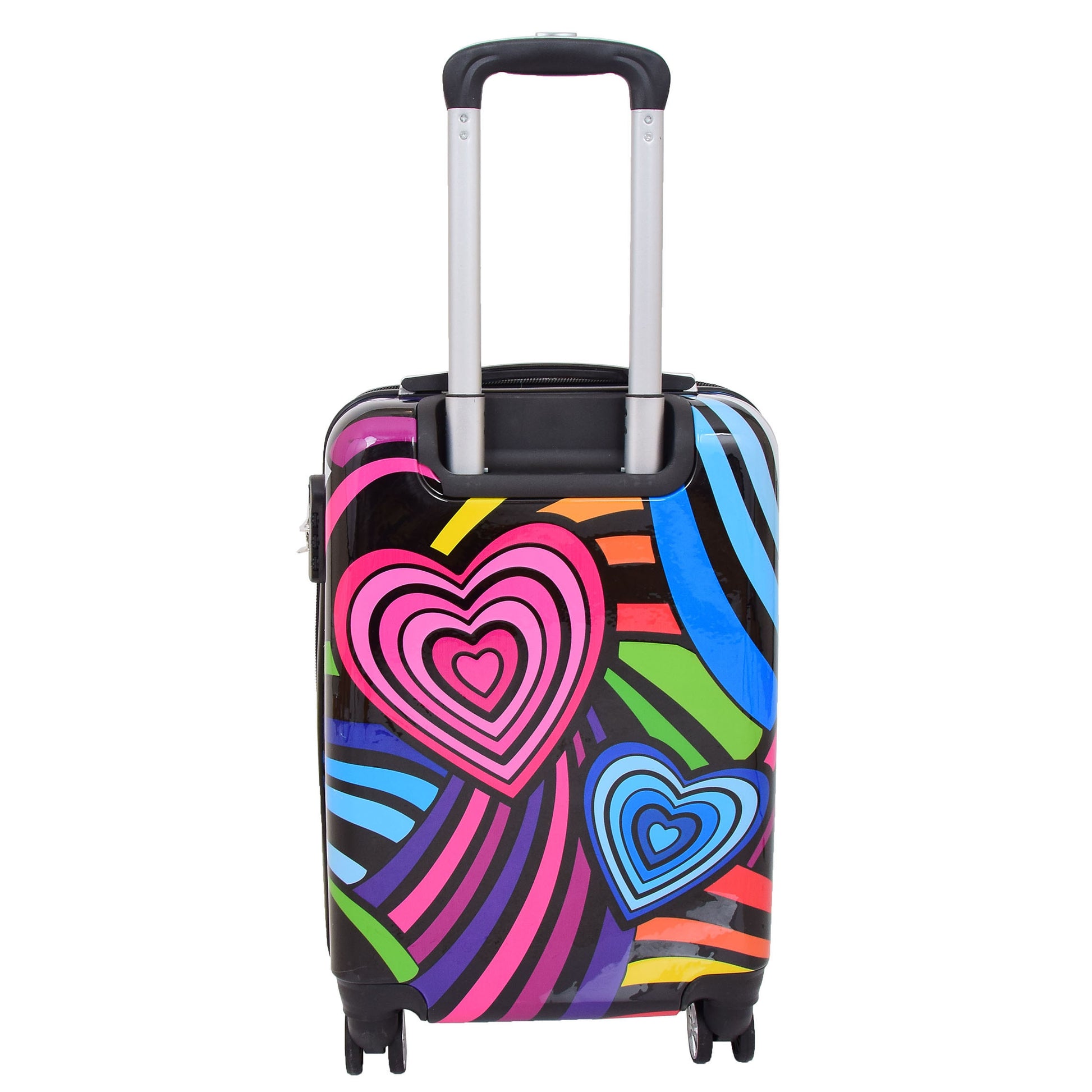 4 Wheels Multi Hearts Print Cabin Small Size Suitcase 3