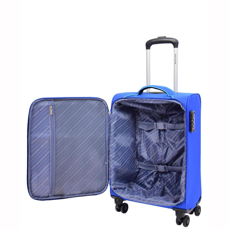 Cabin Size 4 Wheel  Hand Luggage Lightweight Soft Suitcase HL22 Blue 5