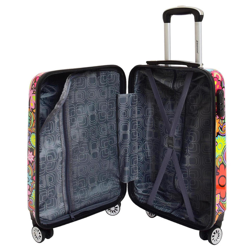Four Wheel Suitcase Hard Shell Luggage Flower Print 5