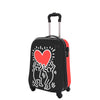 Four Wheels Big Heart Shape Printed Suitcase H820 Black 10