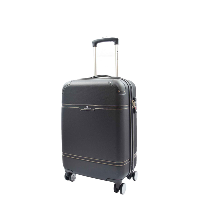 Hard Shell Retro Expandable Four Wheel Luggage Deluxe Black