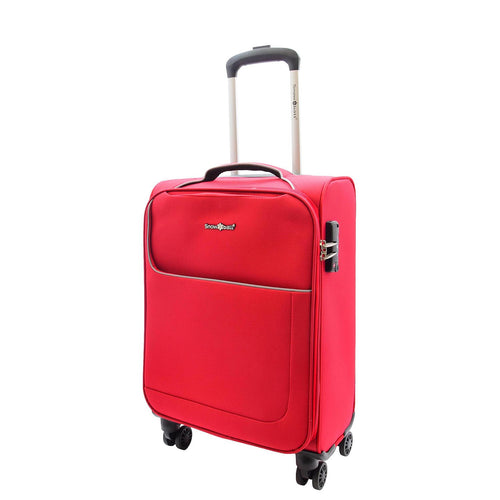 Cabin Size 4 Wheel  Hand Luggage Lightweight Soft Suitcase HL22 Red 1