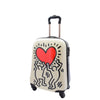 Four Wheels Big Heart Shape Printed Suitcase H820 White 11