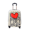 Four Wheels Big Heart Shape Printed Suitcase H820 White 12