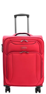 Lightweight Hand Luggage Red 4 Wheel Cabin Size Soft Suitcase Voyage