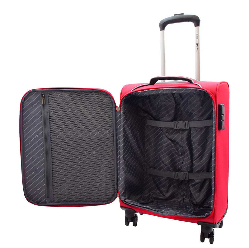 Cabin Size 4 Wheel  Hand Luggage Lightweight Soft Suitcase HL22 Red 5
