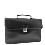 Mens Leather Slimline Organiser Briefcase HOL7141 Black 2