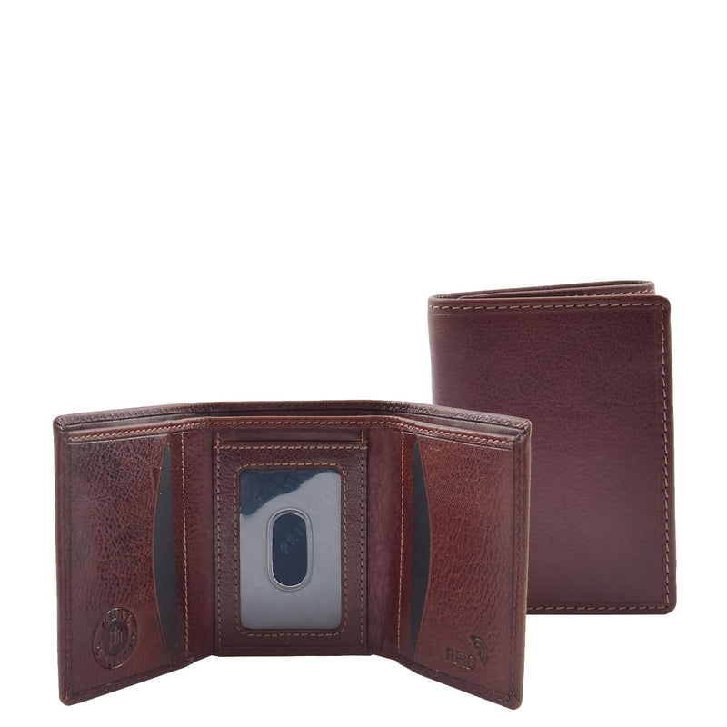 Mens Trifold Leather Credit Card Wallet Titus Brown