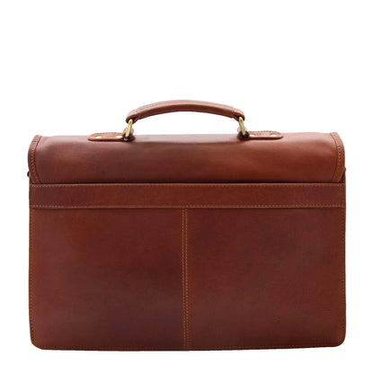 Mens Leather Slimline Briefcase Business Bag Lama Tan 1