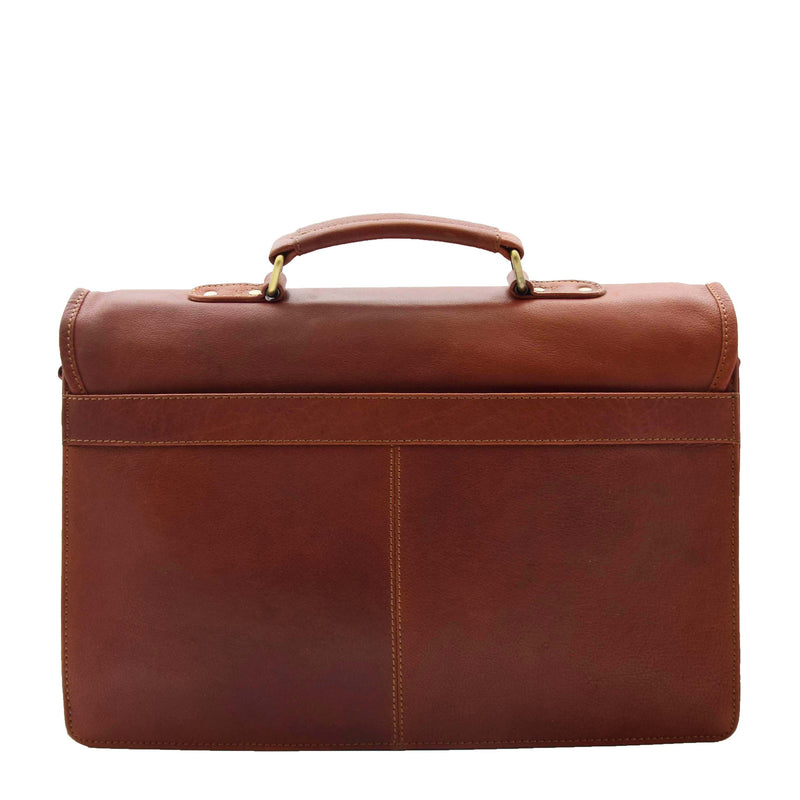 Mens Leather Slimline Briefcase Business Bag Lama Tan 1