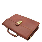 Mens Leather Slimline Briefcase Business Bag Lama Tan 4