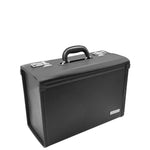 Pilot Case Without Wheels Faux Leather Briefcase Doctors Business Bag H003 Black