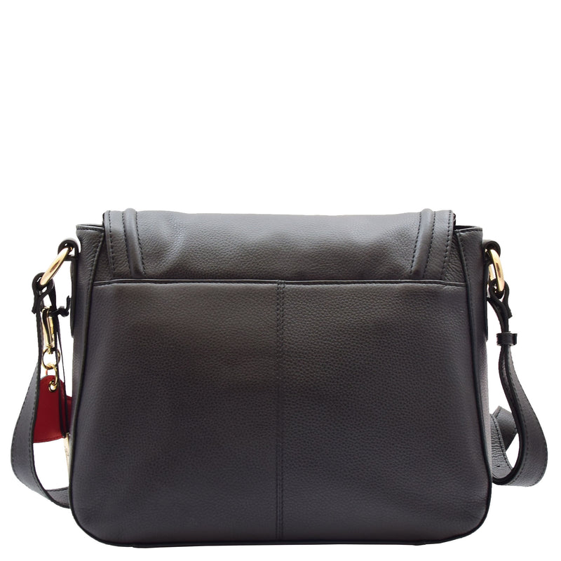 Womens Genuine Leather Crossbody Bag Work Casual Trendy Design Handbag Marielia Black 2