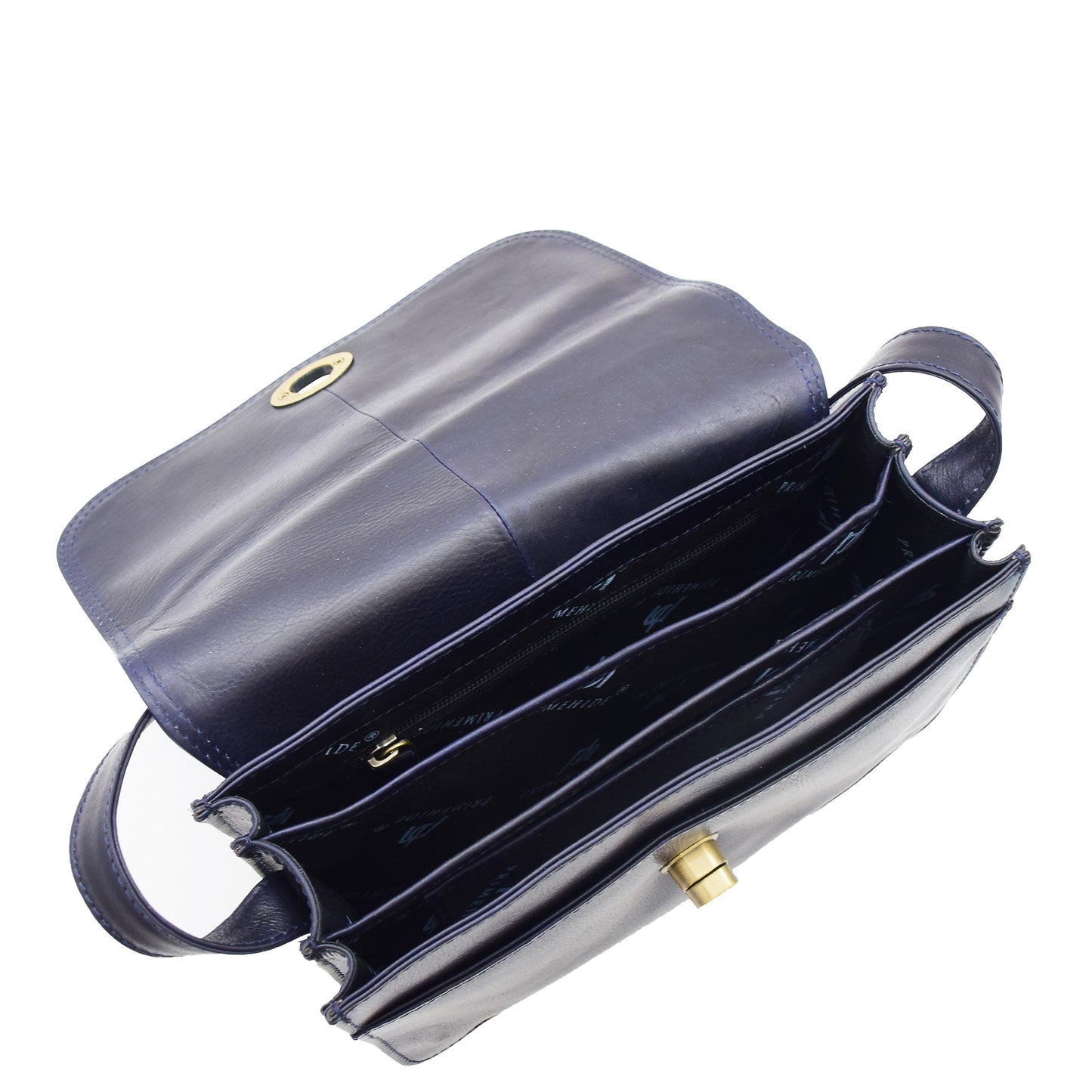 Womens Crossbody Bag Real Leather Messenger Organizer Handbag Alexandria Navy 4