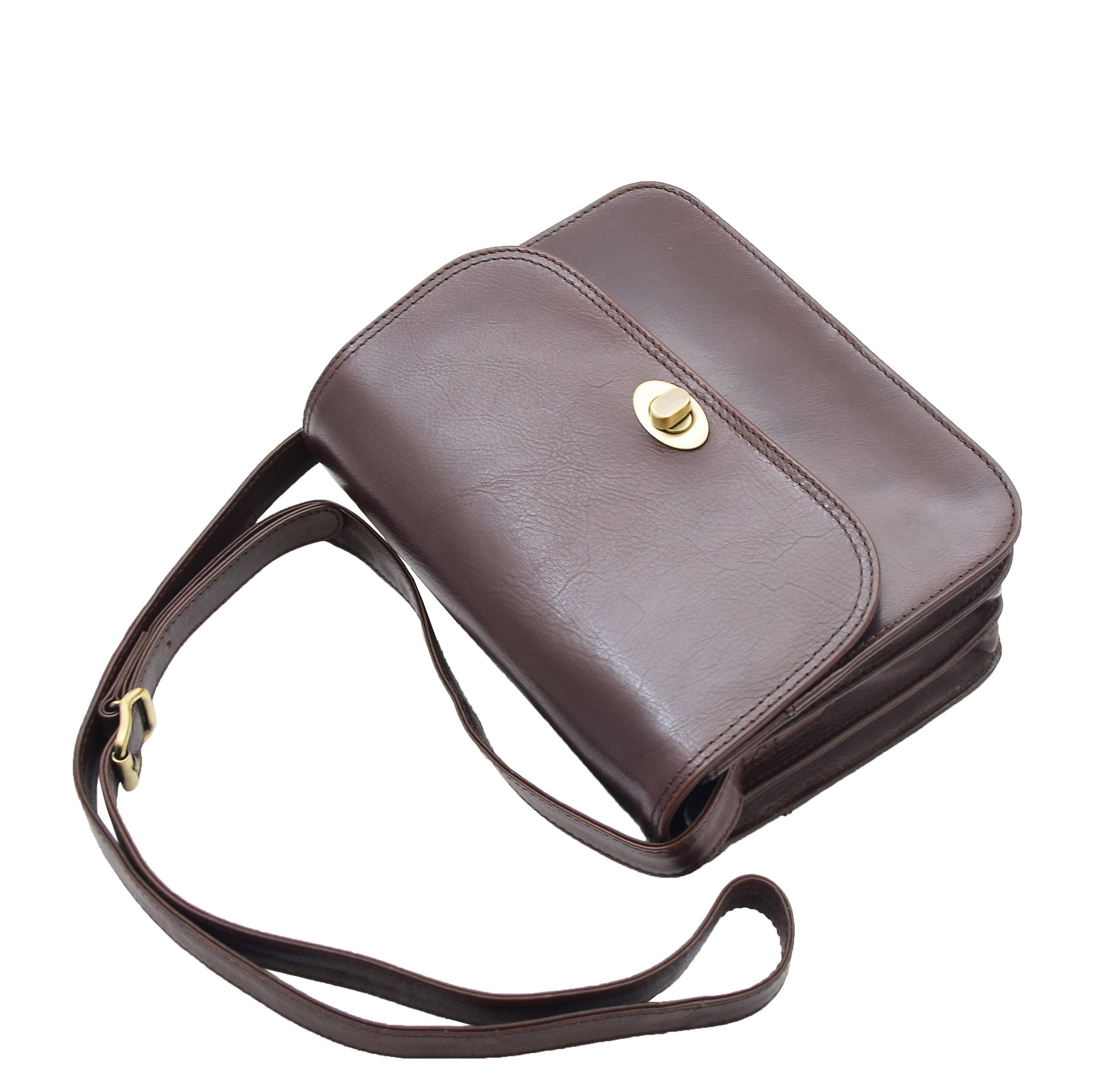 Womens Crossbody Bag Real Leather Messenger Organizer Handbag Alexandria Brown 6