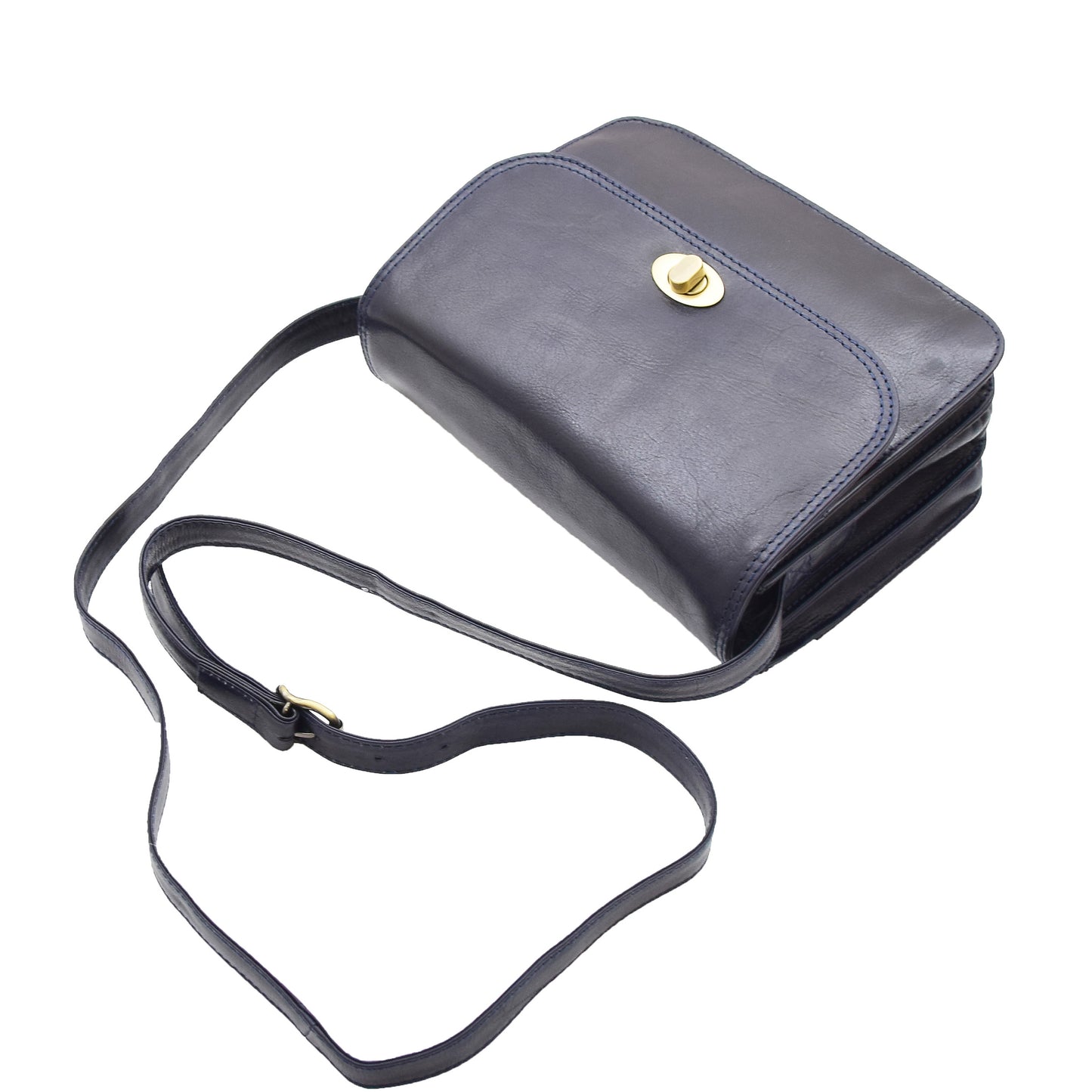 Womens Crossbody Bag Real Leather Messenger Organizer Handbag Alexandria Navy 6