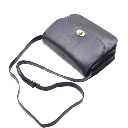 Womens Crossbody Bag Real Leather Messenger Organizer Handbag Alexandria Navy 6