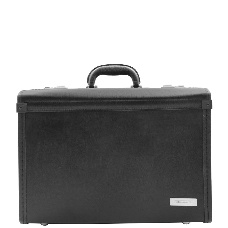 Pilot Case Without Wheels Faux Leather Briefcase Doctors Business Bag H003 Black