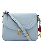 Womens Genuine Leather Crossbody Bag Work Casual Trendy Design Handbag Marielia Sky Blue 3
