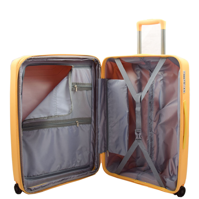 Four Wheel Suitcases Expandable Solid Hard Shell PP Luggage Travel Bags Horizon Yellow
