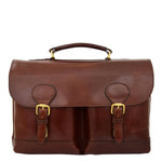 Mens Leather Cross Body Flap Over Briefcase Exeter Brown 2