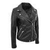 Womens Leather Biker Style Jacket Cross Zip Maya Black 3